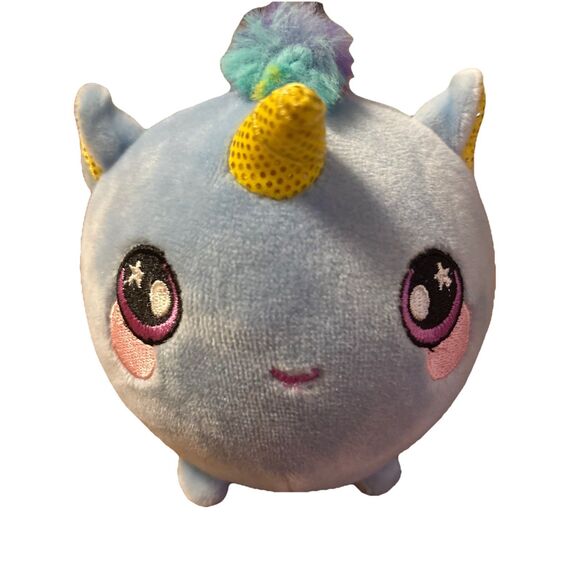 Squeezamals 2018 Series 2 Blue Unicorn Ball Plush Beverly Hills Teddy Bear Co. - Picture 1 of 8